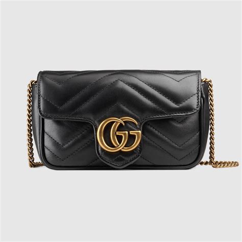 gucci marmont micro mini|GG Marmont super mini bag in black leather .